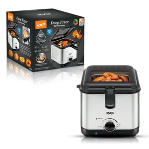 Friteuse électrique 1000W en acier inoxydable, récipient d'huile amovible, 2,5 l