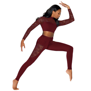 MiDee Sexy Lace Jazz <strong>Dance</strong> <strong>Clothes</strong> Women Long Sleeves Crop Top Leggings 2 Piece Set Street <strong>Dance</strong> Wear for Cool Girl <strong>Kpop</strong> Outfit - Product Image 4