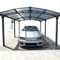 Abri de voiture moderne et luxueux en alliage d'aluminium durable, avec cadre thermolaqué anti-rouille, pour stationnement extérieur