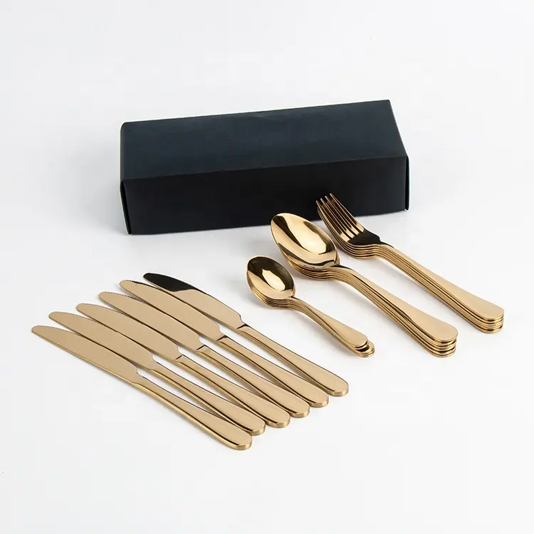 Posate di lusso a specchio Set di forchette per cucchiaio da coltello in oro 1010 Set di posate in acciaio inossidabile