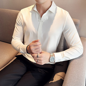 Chemise décontractée d'automne à manches longues anti-bouloches pour hommes, polo classique pour les hauts formels - Product Image 2