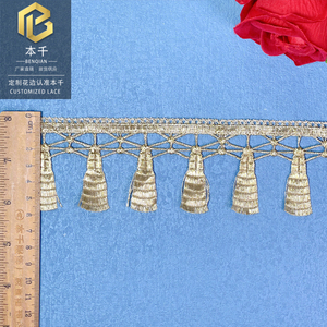 5.5cm Gold Tassel Lace Trim Embroidery Fringe Lace for Abaya Robe, <strong>Barbie</strong> Doll <strong>Clothes</strong> &amp; <strong>Kids</strong> Dress Hem Accessories - Product Image 4