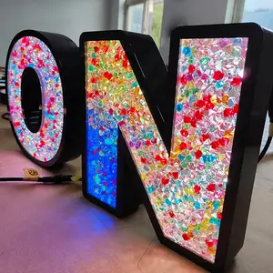 Custom Open Sign Letters Brand Logo Lighting Channel Letter Rgb Diamond Effect Led Letters Electronic Open Sign Store Decoration