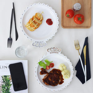 SYL 10 pulgadas Glod Crown plato de cerámica platos de porcelana plato de cena de alta calidad vajilla decorativa - Product Image 3