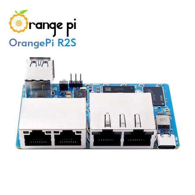 Orange Pi R2S 4GB RAM 8GB EMMC RISC-V Single Board Computer 2 TOPS NPU 2x2.5G + 2x1000M Gigabit Ethernet Development Board