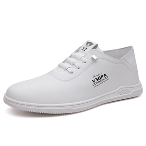Zapatos Casuales de Cuero para Hombre Xtz Blancos, con Punta Redonda, Sin Cordones, con Suela Suave para Aumentar la Altura, Zapatos para Caminar - Product Image 5