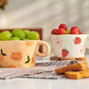 Hand-kneaded Middle Eastern Style Ceramic Mug Irregular Hand-Painted Nordic Simple Pattern <b>Large</b> Capacity Reusable Food Safe <b>Tea</b> - Product Image 2