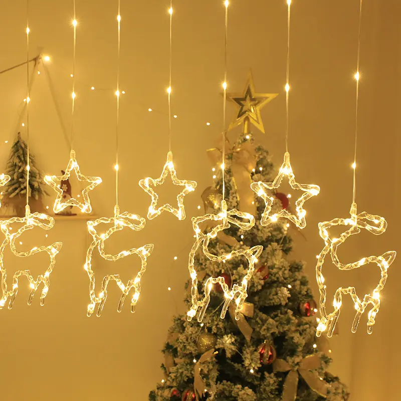 Funkelnder Stern 3 m Fenster märchenhorison Zeichenlicht Weihnachtsriesen Zeichenlichter Led-Vorhanglicht Lederlinie 8 Modi