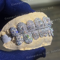 Grillz personnalisés en argent sterling S925 avec moissanite/diamant taille brillant, style Hip Hop, pour lune de miel, pour hommes, tailles 4-12, pour dents (prothèses dentaires)