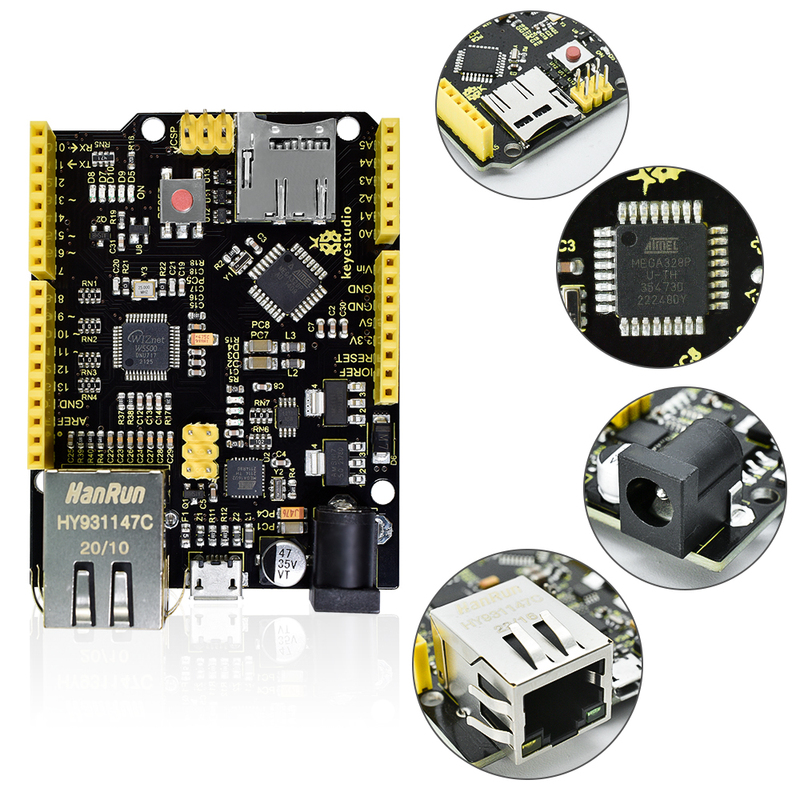 Keyestudio ATMEGA328 Microcontroller W5500 Ethernet Development