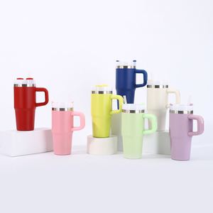 Vaso de Agua Infantil de Acero Inoxidable con Aislamiento al Vacío, 14 oz, con Asa y Pajita, Personalizable con Logotipo, Gran Capacidad, Portátil para Uso en Exteriores y Automóvil - Product Image 1