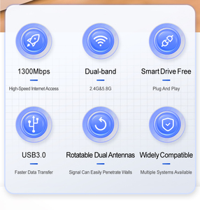 China Manufacturer OEM Dual Band 2.4GHz 400Mbps 5.8GHz 867Mbps Wifi 5 USB Adapter USB WiFi Adapter Mini Wifi WiFi Adapt - Product Image 5