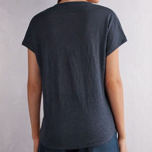 <span class=keywords><strong>T</strong></span>-<span class=keywords><strong>shirt</strong></span> casual da <span class=keywords><strong>donna</strong></span> in <span class=keywords><strong>lino</strong></span> lavorato a maglia, scollo a V, estivo, ampio, traspirante ed ecologico, a maniche corte - Product Image 4