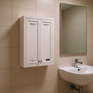 Mobiletto da Bagno Organizzatore per Stoccaggio Design Minimalista in Truciolato con Maniglia in Metallo - Product Image 2