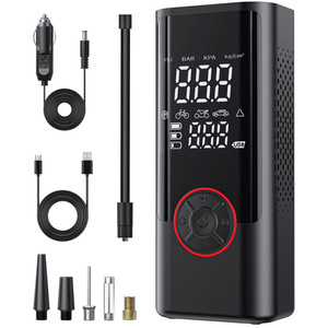 Compresor de Aire Eléctrico con Pantalla Digital, Inflador de Neumáticos Portátil para Automóvil, Doble Fuente de Alimentación, Modelo Negro - Product Image 2