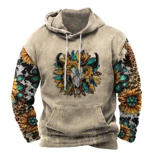 Sweat-shirts à capuche pour hommes tendance streetwear printemps-automne, motif numérique Cerf Mythologie Viking, collection Noël - Product Image 4