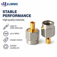 Connecteur mâle SMA à souder LWMC pour câble GORE 3506, plaqué or 1.25 Max, jusqu'à 18 GHz, moins cher, avec écrou de couplage SUS303