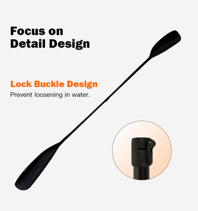 Pagaie de <span class=keywords><strong>kayak</strong></span> en carbone noir 3k à 2 sections, double pales avec système de verrouillage réglable pour rame - Product Image 5