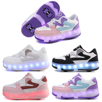 Nouvelles chaussures de sport lumineuses rechargeables avec 4 roues amovibles pour enfants, chaussures à roulettes pour enfants