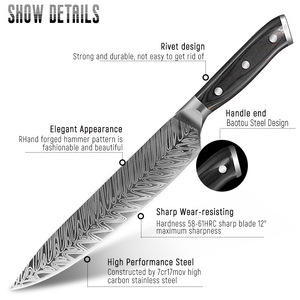 Ensemble de couteaux de cuisine ambidextres Waikin faits à la main en acier inoxydable 4Cr13, 10 pièces, Pakkawood, Chef, Utilitaire, Désosseur, Nakiri, <span class=keywords><strong>Kiritsuke</strong></span> - Product Image 6