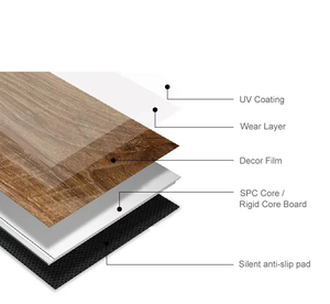 Sàn SPC 5-8mm chống cháy, chống thấm, thân thiện với môi trường, vân gỗ, chịu mài mòn, bề mặt cứng, lõi cứng, sàn vinyl dùng cho văn phòng - Product Image 6