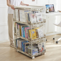 Panier de rangement en plastique transparent pliable et empilable pour armoire, idéal pour organiser les objets et le désordre