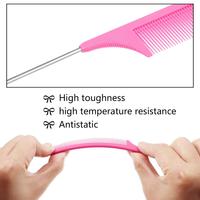 Aiyue — peigne professionnel en plastique rose, résistant à la chaleur, couteaux en Fiber de carbone, peigne queue de rat pour cheveux