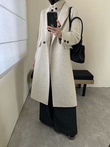 <span class=keywords><strong>Manteau</strong></span> <span class=keywords><strong>long</strong></span> double-boutonnage pour <span class=keywords><strong>femme</strong></span> en <span class=keywords><strong>laine</strong></span> avec col en <span class=keywords><strong>laine</strong></span>, surdimensionné, luxe discret, fermeture personnalisable - Product Image 2