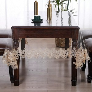 Haute qualité marocain Pvc Table chiffons imperméables Transparent Cutwork dentelle fleurs décoration tissu personnalisé salle à manger Restaurant - Product Image 1