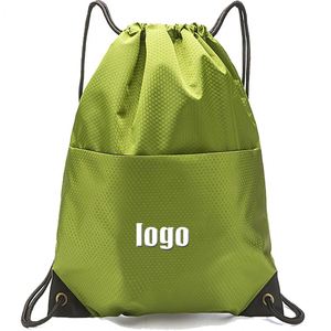 Promotional Waterproof <b>String</b> Backpacks Polyester Custom Draw <b>String</b> <b>Bag</b> Fitness Draw Front Zipper <b>String</b> Backpack - Product Image 1
