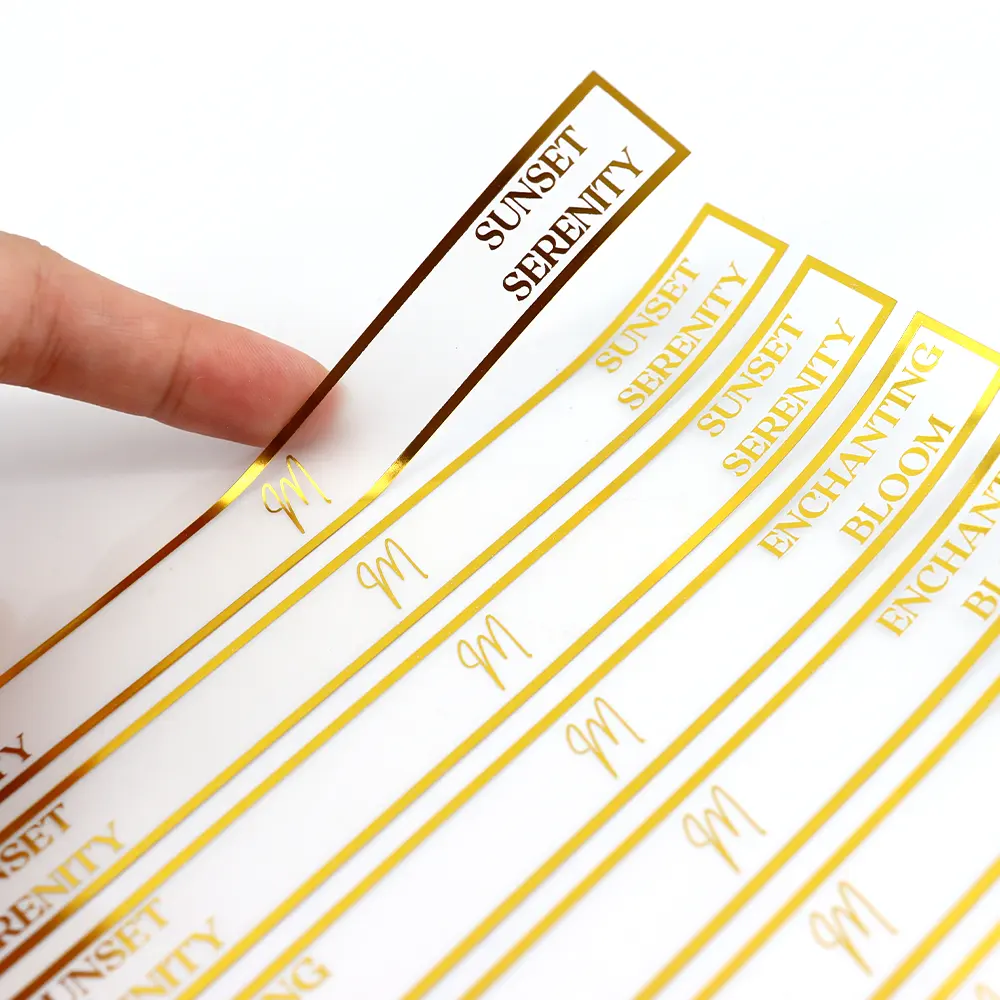 Gold Foil Logo Clear Sticker Paper Adhesive Label Waterproof Custom Printing Transparent Sticker Sheets