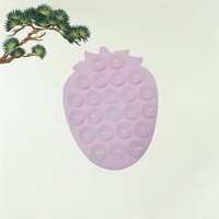 Nouvelles coques de téléphone portable en silicone double face à ventouse motif fraise, support ventouse pour iPhone Samsung, cadeaux