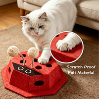 Jouet d'enrichissement interactif pour chat en forme de coccinelle, résistant aux griffures, en feutre, avec 2 balles