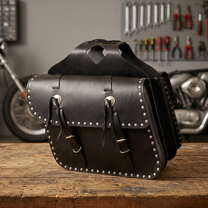 HMB-4008A Waterproof Motorcycle Saddle Bags Set Aluminium Tail <b>Pannier</b> Bag with Concho Slant Studs <b>Motorbike</b> Saddlebags - Product Image 3