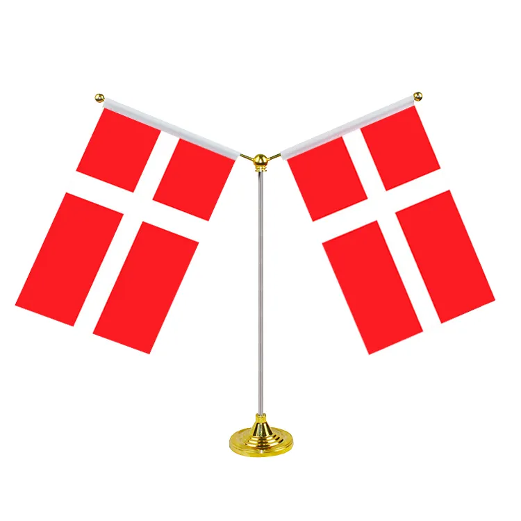 Individueller dekorativer Flagentisch Nationale Tischflagge mit Kunststoffständer Dänemark Miniatur-Schreibtisch und Tischflagge
