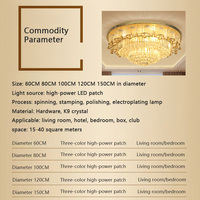 Lustre de plafond en cristal doré, design rond de luxe, populaire, style européen, pour salon