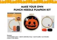 VOSAN Kit de Bricolage DIY pour Enfants : Kit de Broderie à l'Aiguille en Tissu Thème Citrouille Halloween, Éducatif, pour les 7 ans et plus