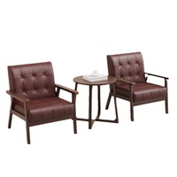 Canapé en cuir en forme de L en bois massif de style rétro américain pour restaurant, table et chaise individuelles, usage commercial
