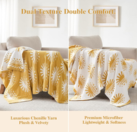 Plaid en chenille doux, confortable, moelleux et chaud, tricoté, moderne, toutes saisons, personnalisable, effet coucher de soleil, réversible, pour canapé, lit, chaise