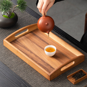 Ensemble de plateaux de service en bois carrés en noyer, plateau à thé, café et petit-déjeuner pour hôtel, utilisation domestique portable - Product Image 4