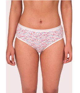 Culottes taille moyenne pour femmes, en coton blanc à imprimé floral, avec ceinture élastique tendance, douces, extensibles et confortables pour le quotidien - Product Image 1