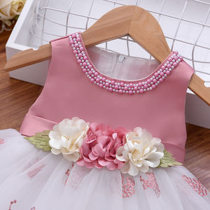 Abito da Cerimonia Formale per Bambina con Colletto di Perline, Vestito da Principessa Ricamato per Primo Compleanno e Matrimonio con Fiore - Product Image 4