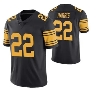 Maillots de football américain de Pittsburgh #22 Harris #88 Pat Freiermuth #10 Mitchell Trubisky #7 Ben Roethlisberger #90 T.J. Watt