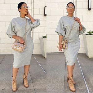 Nuovo Abito Maglione Invernale in Cotone per Donna, Stile con Maniche a Lanterna a Cinque Punti, <span class=keywords><strong>Vestito</strong></span> Lungo e Ampio - Product Image 4