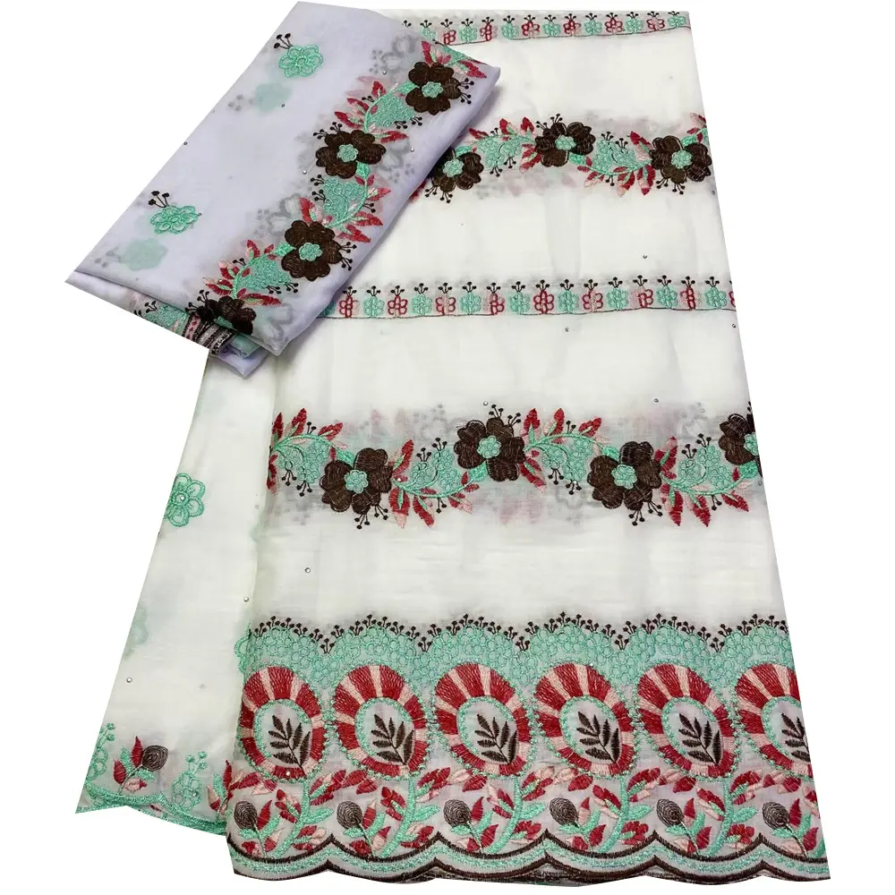Beautifical Cotton flower swiss lace fabric nigerian cotton lace and chiffon ML6R422