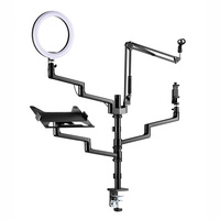 Support de bureau multifonction MDS11-16 avec anneau lumineux LED de 10,2 pouces, compatible avec ordinateurs portables et tablettes de 12 à 17 pouces, moniteurs de 17 à 32 pouces, et appareils photo de téléphone.