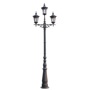 Lampadaire de jardin extérieur en fer, LED blanc chaud, abat-jour en verre, IP66, AC 220V, 2700K, garantie 10 ans, détecteur de mouvement, alimenté par énergie solaire - Product Image 1