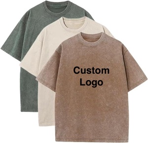 High Quality 230gsm Cotton Acid Washed T Shirt Custom Logo Blank Heavyweight Oversized Vintage Hip Hop Street Wear - Product Image 1