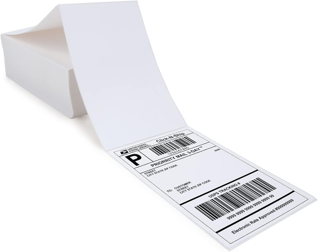 Factory Price 500 Labels Fanfold 4" X 6" Direct Thermal Labels for Compatible Zebra & Rollo Thermal Printers