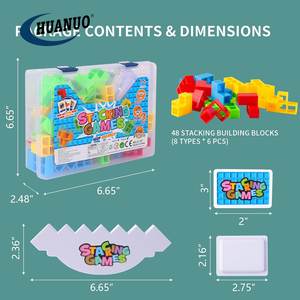 Trẻ em & người lớn tetras Tháp trò chơi 2 người chơi + Trò chơi gia đình 64 PCS cân bằng xếp chồng khối trò chơi hội đồng quản trị - Product Image 6